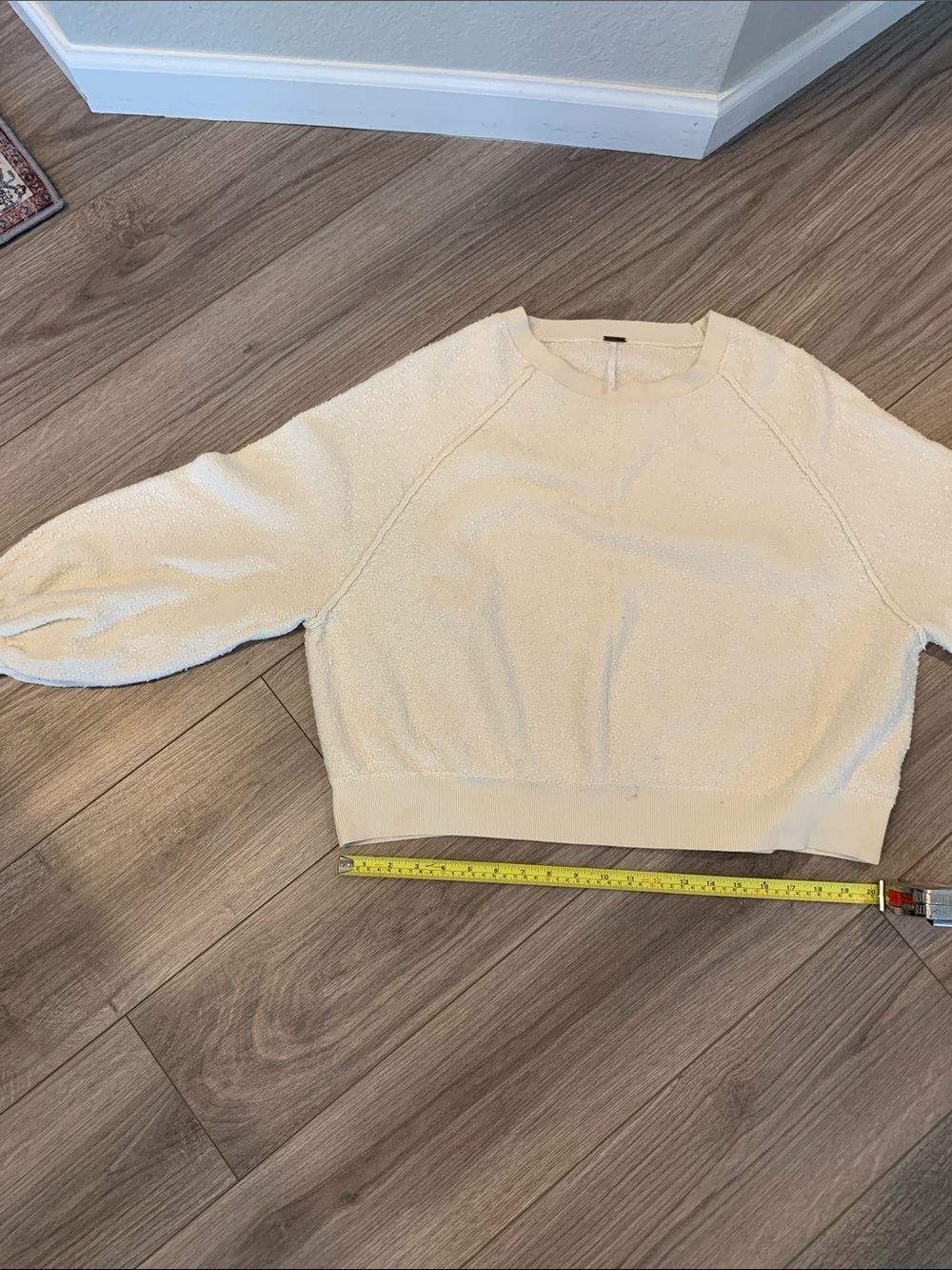 Free People Cream Textured Crewneck Sweater